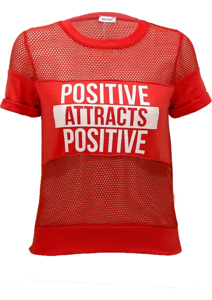 Erimeks Kadın Fileli Baskılı T-Shirt