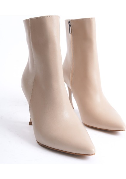 MBHRND801N-KADIN Ince Topuklu Sivri Burun Nude Kısa Bot & Bootie fırsatları