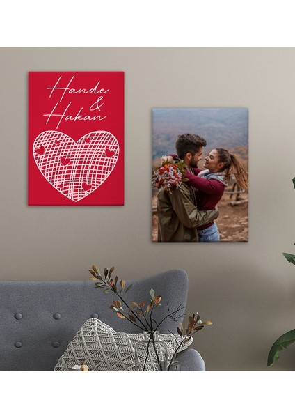 Kişiye Özel Sevgili Temalı duvar Dekoru Kanvas Tablo 2’li 30 x 50 cm