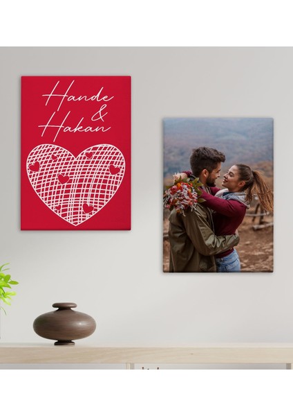 Kişiye Özel Sevgili Temalı duvar Dekoru Kanvas Tablo 2’li 30 x 50 cm fiyatları