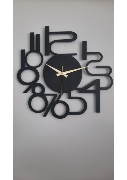 Rakam Çerçeveli Metal Duvar Saati 1,5 mm Kalınlık 50 x 50 cm Siyah