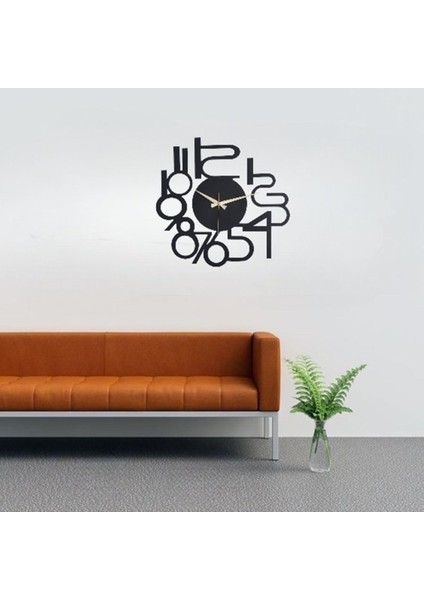 Rakam Çerçeveli Metal Duvar Saati 1,5 mm Kalınlık 50 x 50 cm Siyah