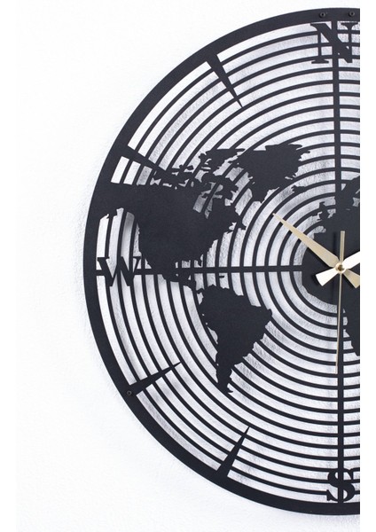Harita Detay Metal Duvar Saati 1,5 mm Kalınlık 50 x 50 cm Siyah fiyatları