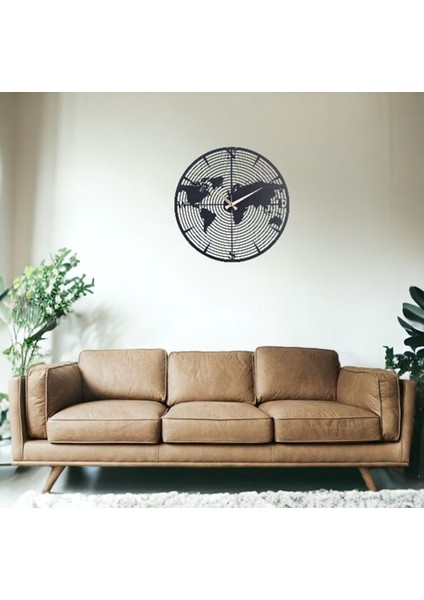 Harita Detay Metal Duvar Saati 1,5 mm Kalınlık 50 x 50 cm Siyah modelleri