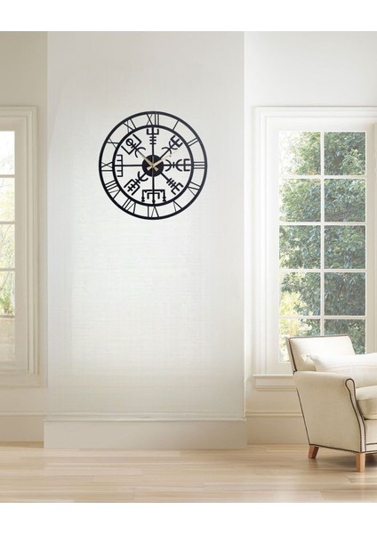 Vegvısır Model Metal Duvar Saati 1,5 mm Kalınlık 50 x 50 cm Siyah