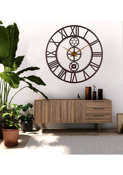 Rueda Çarklı Model Metal Duvar Saati 1,5 mm Kalınlık 100 x 100 cm Siyah