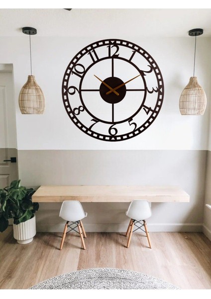 Modern Tasarım Rakamlı Metal Duvar Saati 1,5 mm 100 x 100 cm Siyah