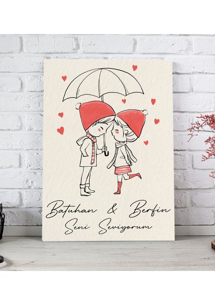 Kişiye Özel Sevgili Temalı duvar Dekoru Kanvas Tablo 2’li 30 x 50 cm modelleri