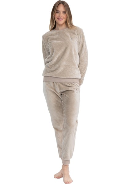 Kadın Uzun Kollu Yuvarlak Yaka Pijama Takımı S25080