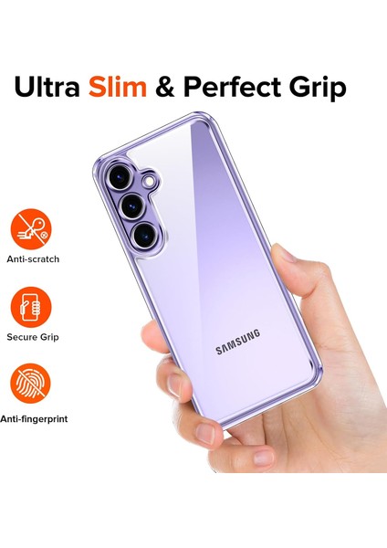 Samsung Galaxy S24 5g Şeffaf Silikon Kılıf & 2 Adet Temperli Cam Ekran Koruyucu Seti