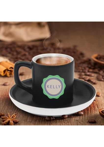 Kişiye Özel Coffe Tasarımlı Siyah Renk Türk Kahvesi Fincanı-7, Arkadaşa Hediye, Sevgiliye Hediye, Yıl Dönümü Hediyesi