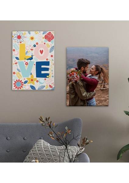 Kişiye Özel Sevgili Temalı duvar Dekoru Kanvas Tablo 2’li 30 x 50 cm