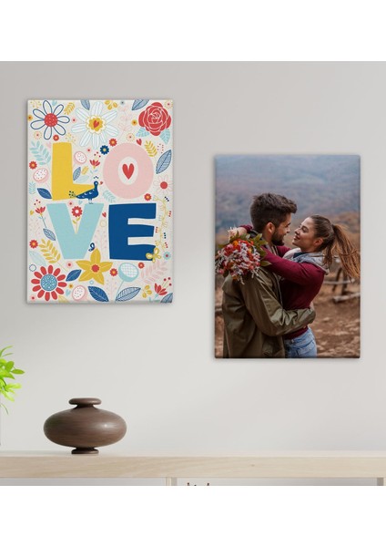 Kişiye Özel Sevgili Temalı duvar Dekoru Kanvas Tablo 2’li 30 x 50 cm fiyatları