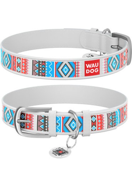 Wau Dog Desıgn Collar Etno Beyaz Boyun Tasma S 20 mm 30-39 cm