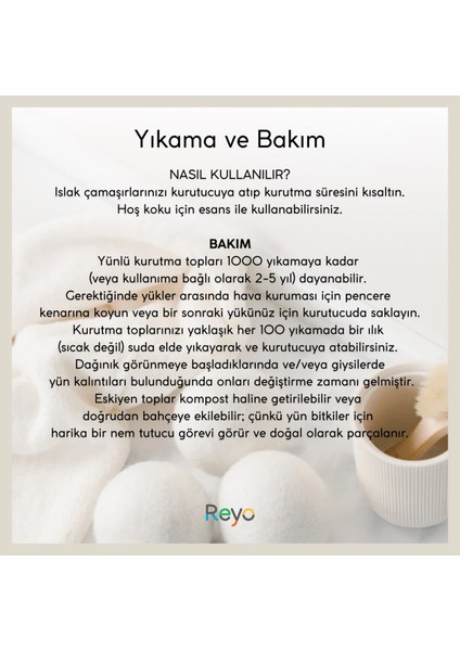 Yün Çamaşır Kurutma Makinası Topu 3 Adet Xl