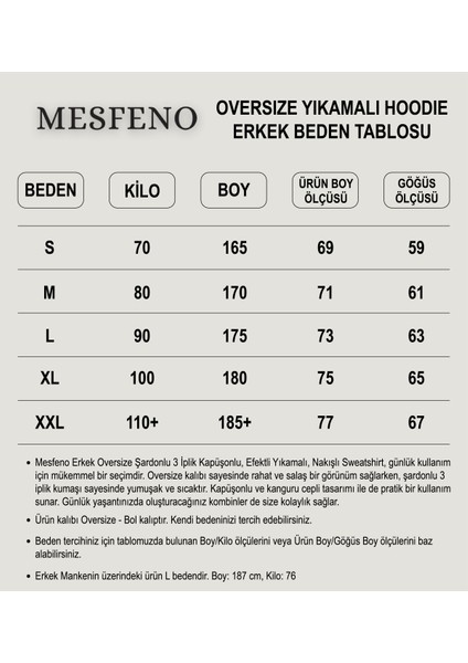 Erkek Oversize Şardonlu 3 Iplik Kapüşonlu, Efektli Yıkamalı, Nakışlı Sweatshirt