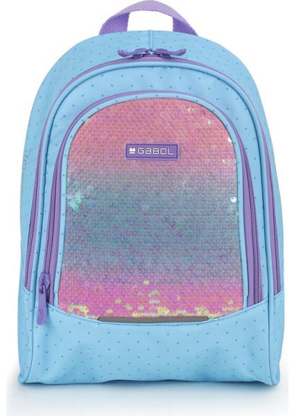 Anaokulu Sırt Çantası Fantasy Orijinal Kız Çocuk Çift Bölmeli Dayanıklı, Su Geçirmez Mini Çanta 7 Litre Mavi Pullu