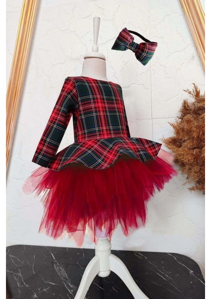 Kız Çocuk Kırmızı Ekose Elbise Kırmızı Tütü Kabarık Elbise fiyatları