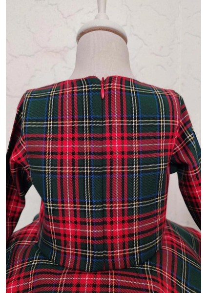 Kız Çocuk Kırmızı Ekose Elbise Kırmızı Tütü Kabarık Elbise modelleri