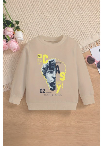 Tarz Premium Heykel Silüet Baskılı Oversize Kapüşonlu Çocuk Sweatshirt 14525