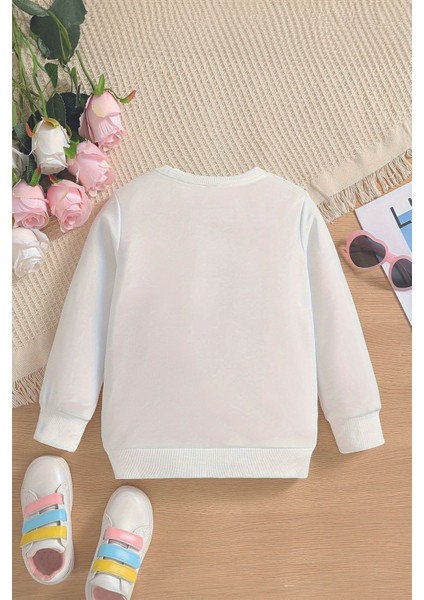 Içi Polarlı Ayda Oturan Mini ve Miki Baskılı Oversize Kapüşonlu Çocuk Sweatshirt 15771