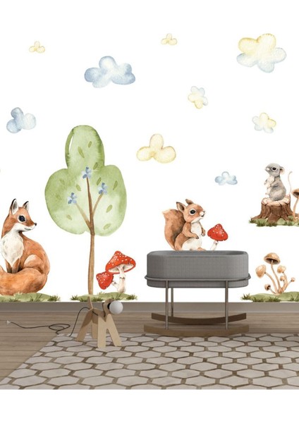 Safari Dünyası Orman Arkadaşları Duvar Sticker Seti