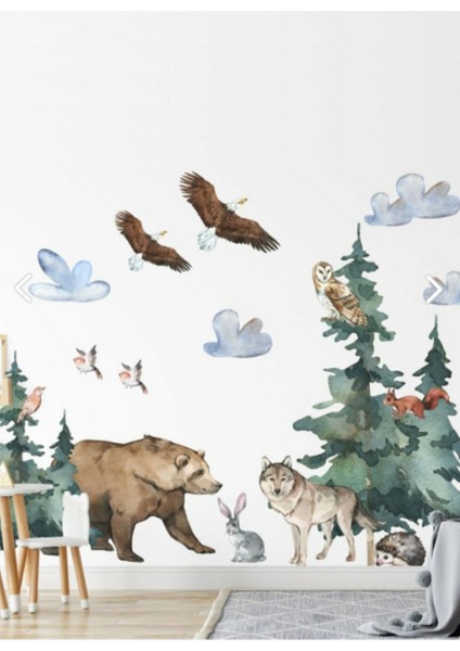 Vahşi Yaşam Temalı Renkli Safari Duvar Sticker, Çocuk Odası Dekorasyonu İçin Şık Parça