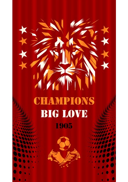 Çocuk ve Bebek Odası Sarı Kırmızı Taraftar Futbol Serisi Fon Perde Tek Kanat (Child Room Curtain)