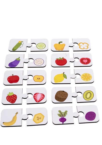Sebze ve Meyvelerin Dünyası Ahşap Ikili Puzzle Seti Çocuklar Anaokulu ve Kreşler Montessori fiyatları