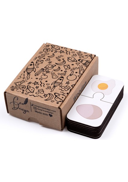 Yiyeceklerin Yolculuğu Ahşap Ikili Puzzle Seti Çocuklar Anaokulu ve Kreşler