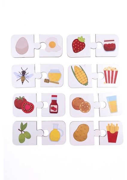 Yiyeceklerin Yolculuğu Ahşap Ikili Puzzle Seti Çocuklar Anaokulu ve Kreşler