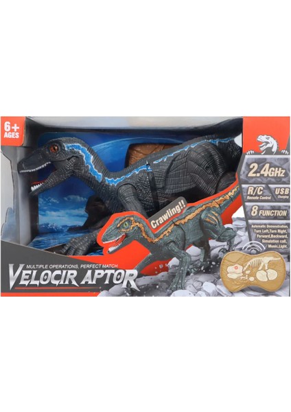 Oyuncak Uzaktan Kumandalı Dinazor Dinozor Sesli Işıklı Velociraptor 45 cm