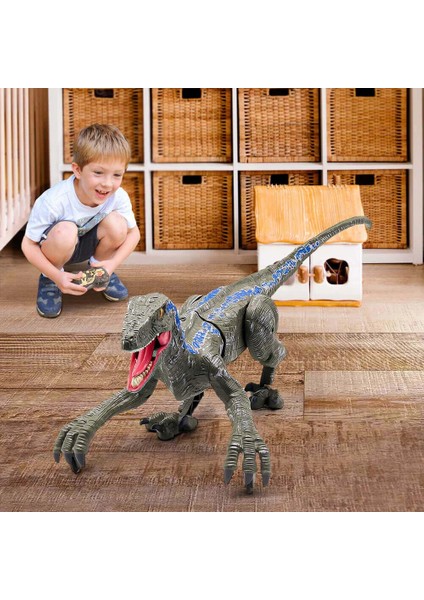 Oyuncak Uzaktan Kumandalı Dinazor Dinozor Sesli Işıklı Velociraptor 45 cm