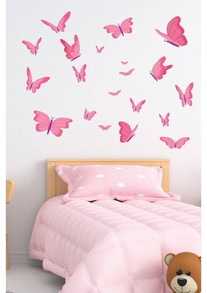 Pembe Dekoratif Kelebekler Duvar Sticker, Renkli ve Şık Çocuk Odası Süslemesi fiyatları
