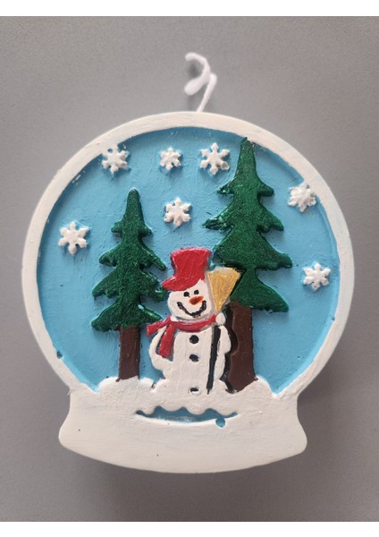 Yılbaşı Mum Yuvarlak Kardan Adam Desenli (9,4CM*10CM*3CM)