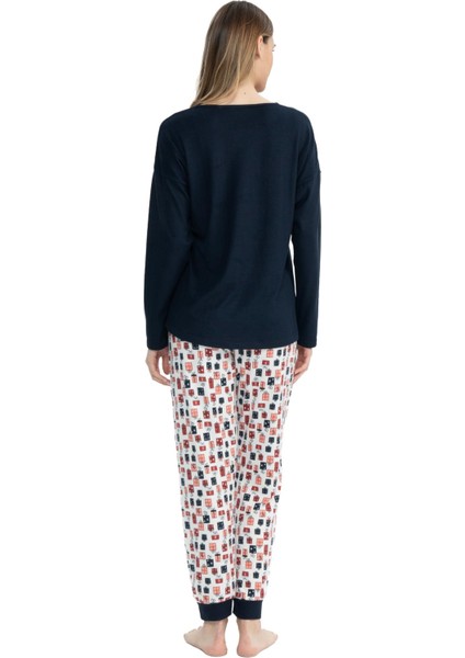 Kadın Uzun Kollu Yuvarlak Yaka Pijama Takımı S25110