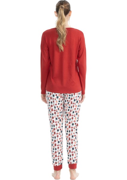 Kadın Uzun Kollu Yuvarlak Yaka Pijama Takımı S25110 modelleri
