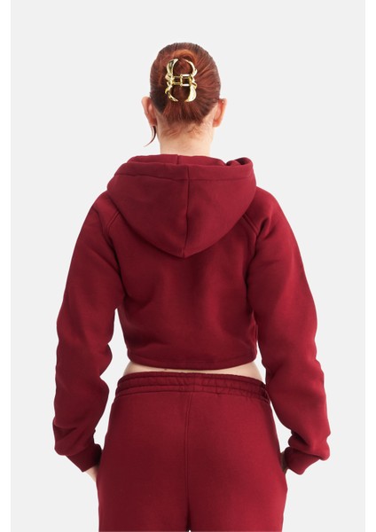 Kadın Fermuarlı Kapüşonlu Crop Sweatshirt fırsatları