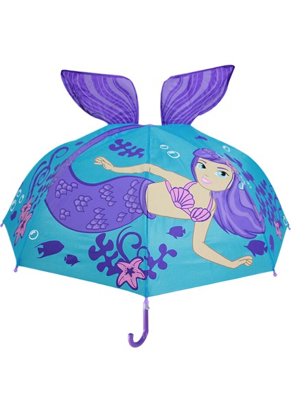 Mavi Deniz Kızı Çocuk Çizgi Film Şemsiyesi (Yurt Dışından)