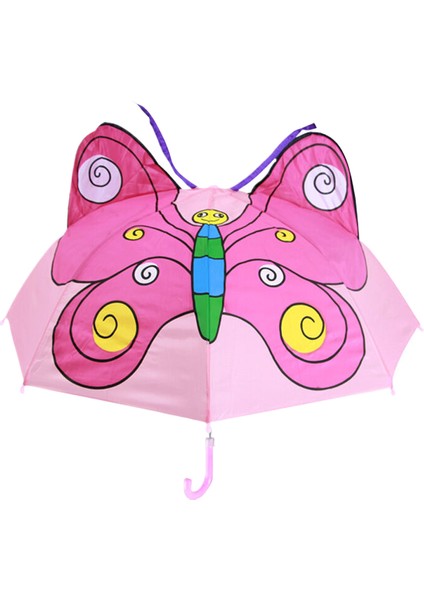 Pembe Kelebek Çocuk Karikatür Şemsiye (Yurt Dışından)