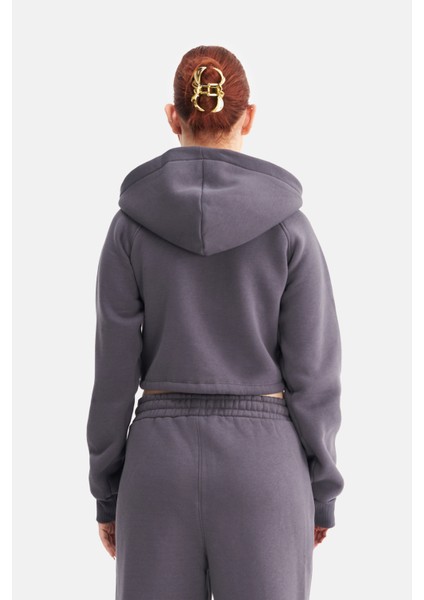 Kadın Fermuarlı Kapüşonlu Crop Sweatshirt fırsatları