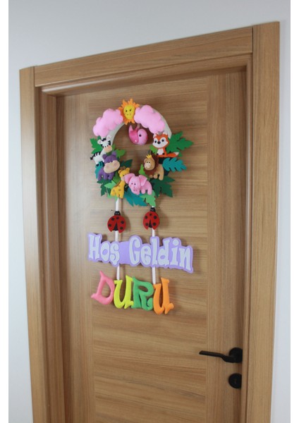 Duru Isimli Safari Bebek ve Hastane Odası Hoşgeldin Kapı Süsü