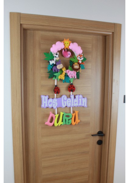 Duru Isimli Safari Bebek ve Hastane Odası Hoşgeldin Kapı Süsü