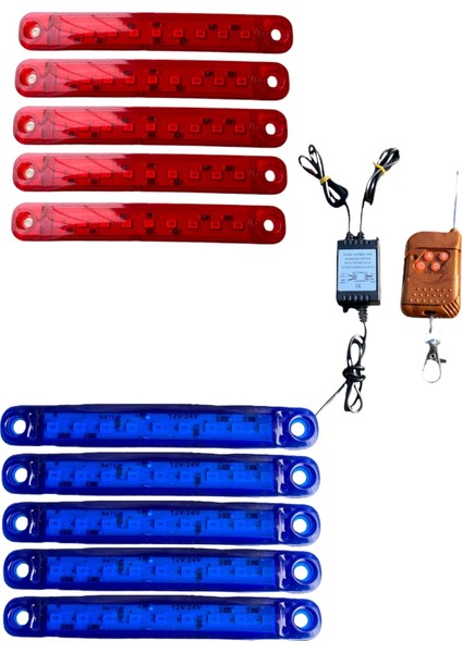 Uzaktan Kumandalı 9 Ledli 10 Adet Parmak Led Kırmızı Mavi