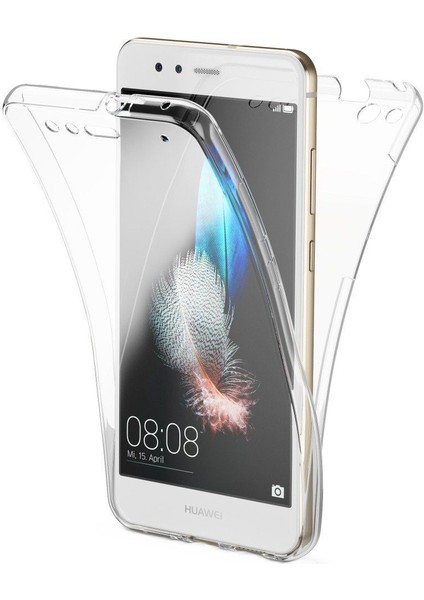 Skyarc Huawei P10 360 Derece Kılıf Kristal Silikon Şeffaf Soft Ön Arka