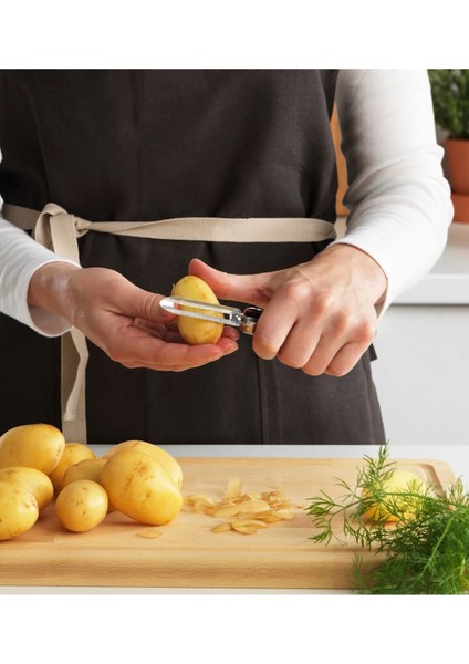 2'li Set Metal Soyacak Sapan ve Düz Soyma Bıçağı Ikea Patates Soyacağı