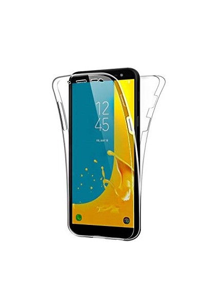 Skyarc Samsung Galaxy J4 360 Derece Kılıf Kristal Silikon Şeffaf Soft Ön Arka