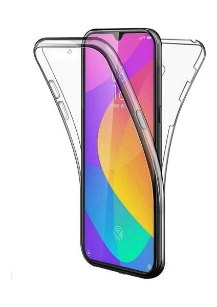 Samsung Galaxy A40 360 Derece Kılıf Kristal Silikon Şeffaf Soft Ön Arka