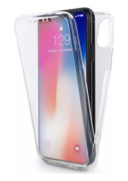 Apple iPhone Xs Max 360 Derece Kılıf Kristal Silikon Şeffaf Soft Ön Arka