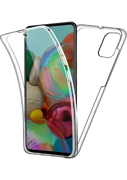 Skyarc Samsung Galaxy A51 360 Derece Kılıf Kristal Silikon Şeffaf Soft Ön Arka